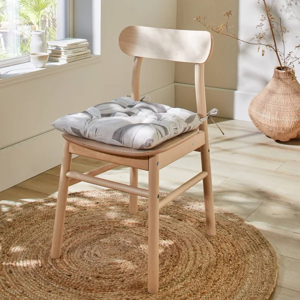 Galette de chaise carrée imprimée feuillage - lot de 2, sable