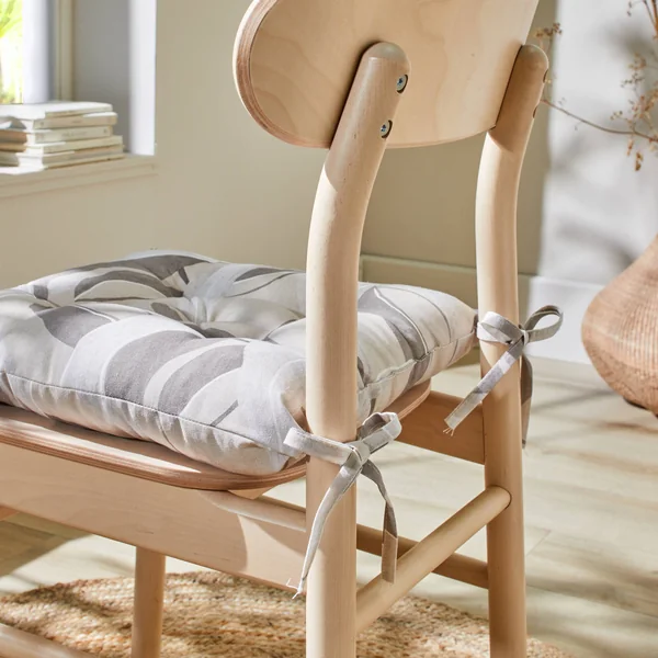 Galette de chaise carrée imprimée feuillage - lot de 2, sable