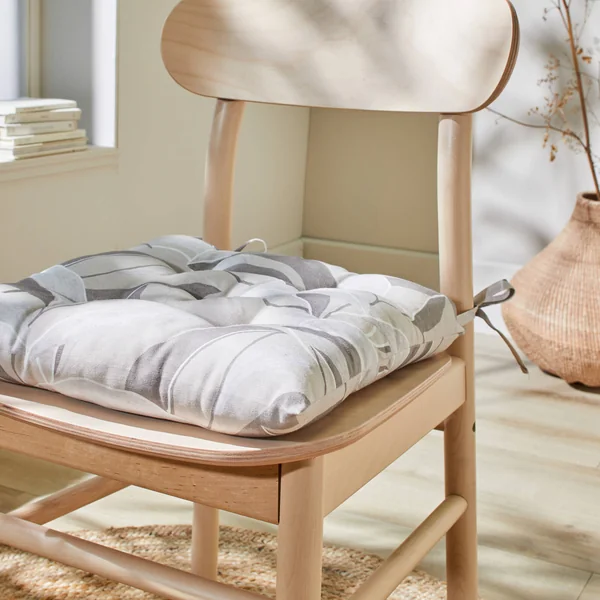 Galette de chaise carrée imprimée feuillage - lot de 2, sable