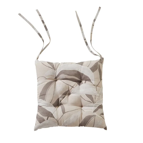 Galette de chaise carrée imprimée feuillage - lot de 2, sable