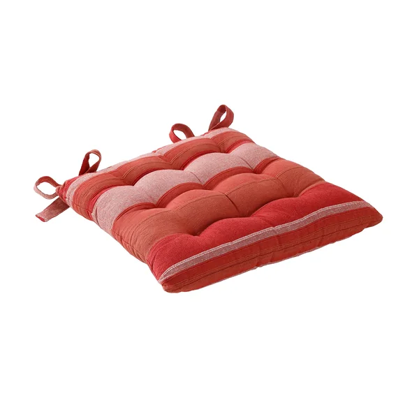 Galette de chaise carrée rayée - lot de 2, terracotta