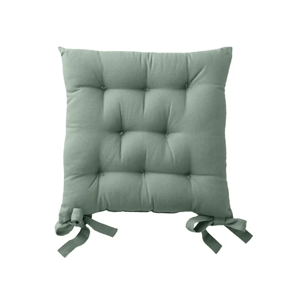 Galette de chaise carrée unie coton bachette - lot de 2, eucalyptus