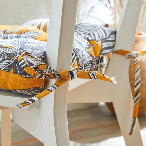 Galette de chaise imprimé tropical - lot de 2, jaune