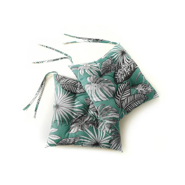 Galette de chaise imprimé tropical - lot de 2, vert
