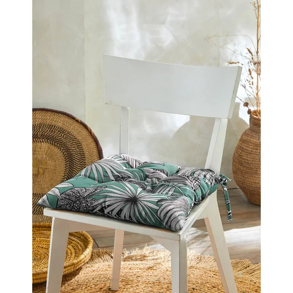 Galette de chaise imprimé tropical - lot de 2, vert