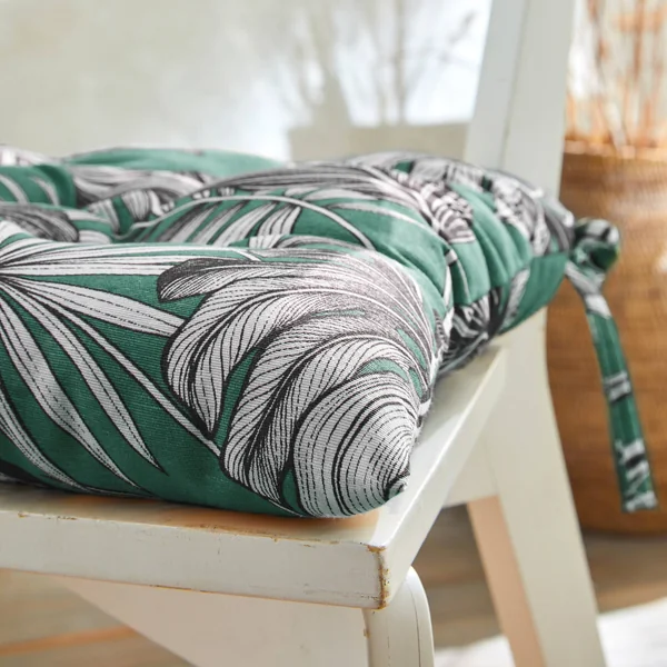 Galette de chaise imprimé tropical - lot de 2, vert