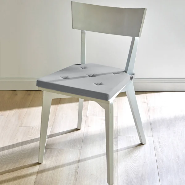 Galette de chaise unie carrée coton - lot de 2, gris perle
