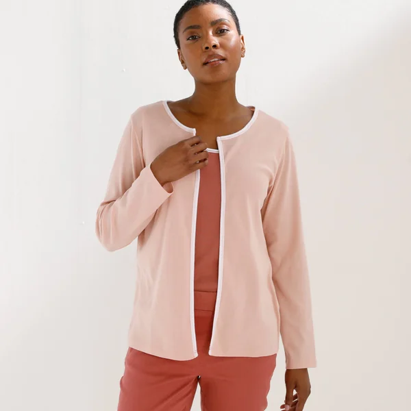 Gilet bicolore sans boutons, rose grisé
