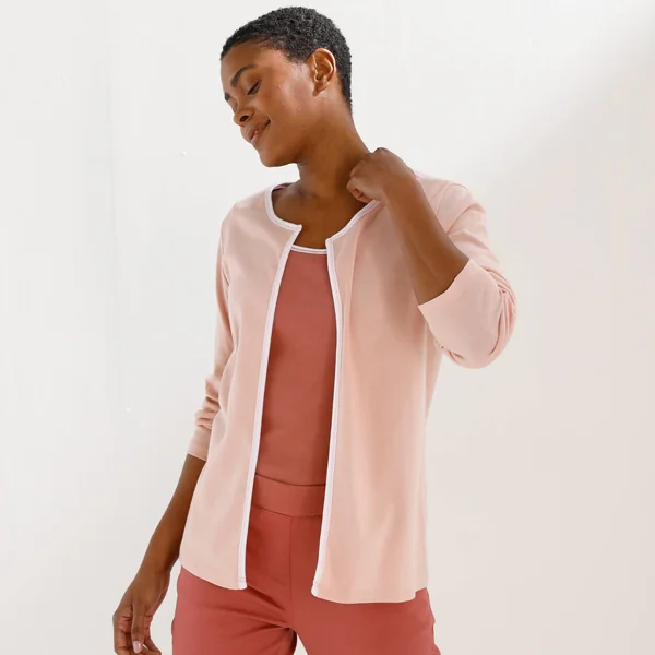 Gilet bicolore sans boutons, rose grisé