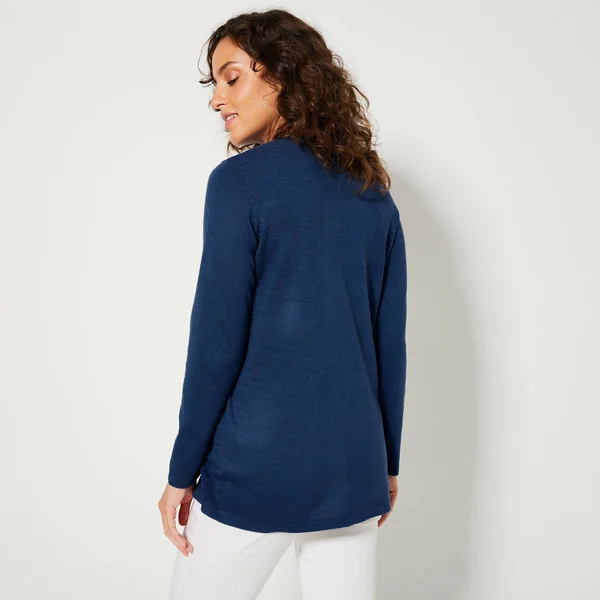 Gilet porter ouvert, maille toucher doux, marine