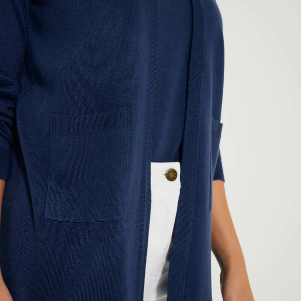 Gilet porter ouvert, maille toucher doux, marine