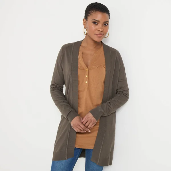 Gilet porter ouvert, manches longues, kaki