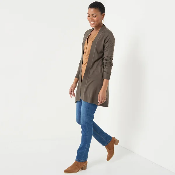 Gilet porter ouvert, manches longues, kaki