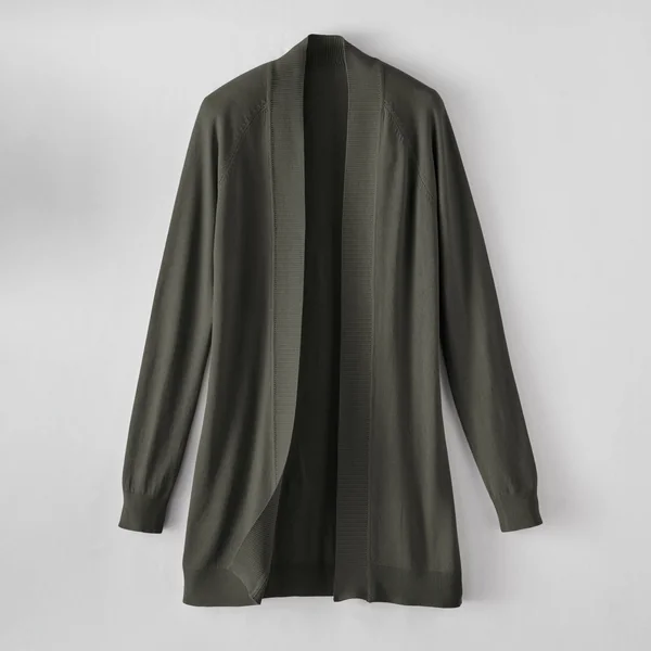 Gilet porter ouvert, manches longues, kaki
