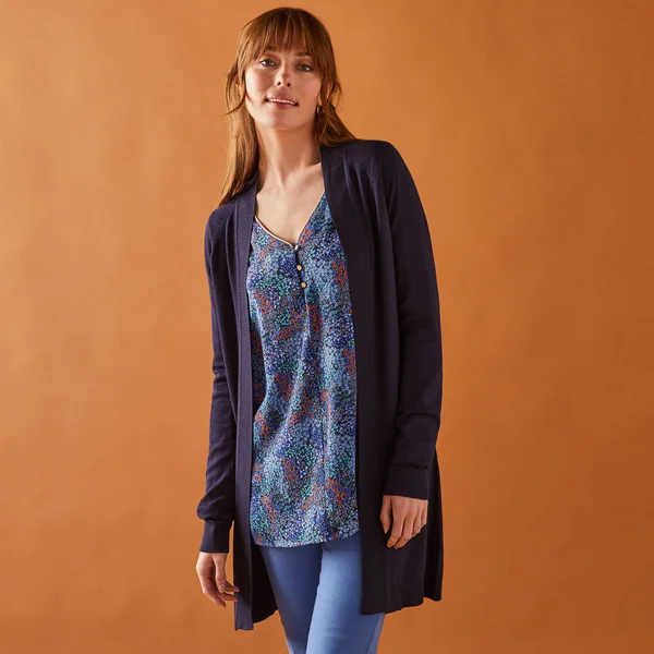 Gilet porter ouvert, manches longues, marine