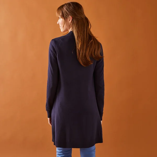 Gilet porter ouvert, manches longues, marine