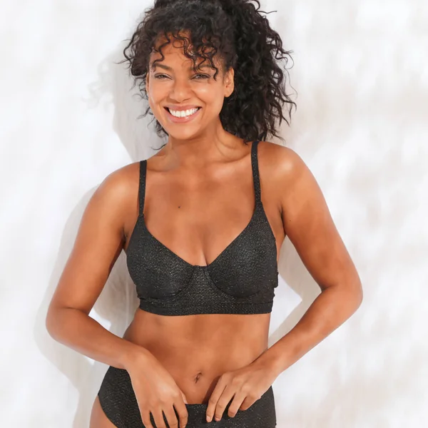 Haut de maillot de bain forme corbeille Calayo, avec armatures, noir