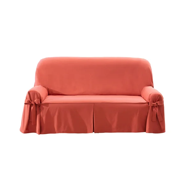 Housse bachette coton uni nouettes fauteuil canapés, terracotta