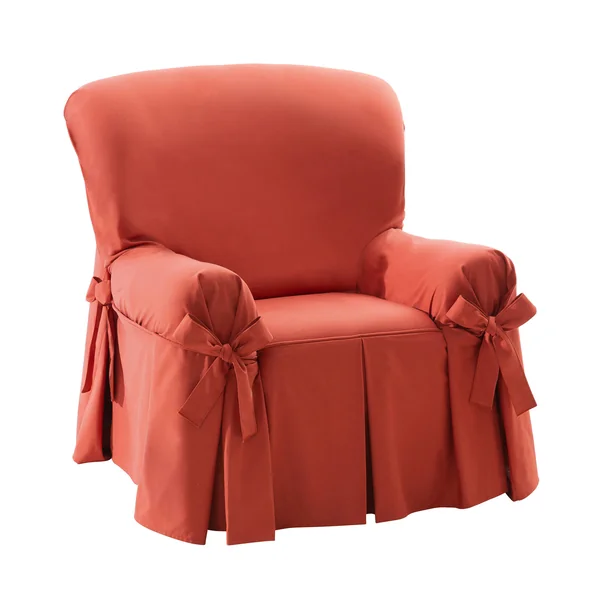 Housse bachette coton uni nouettes fauteuil canapés, terracotta