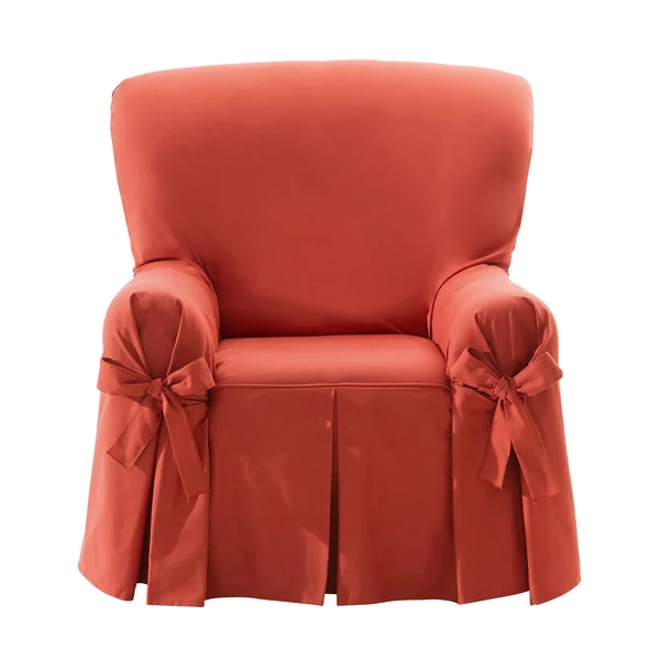 Housse bachette coton uni nouettes fauteuil canapés, terracotta