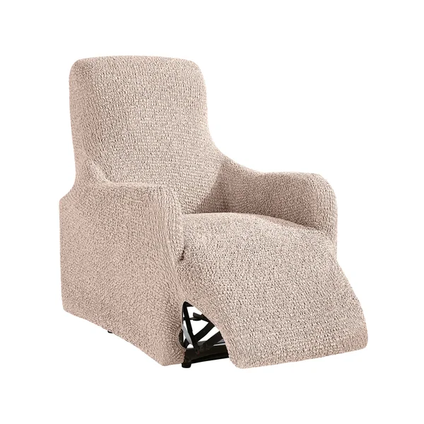 Housse bi-extensible imprimée gaufrée pour fauteuil relax, beige