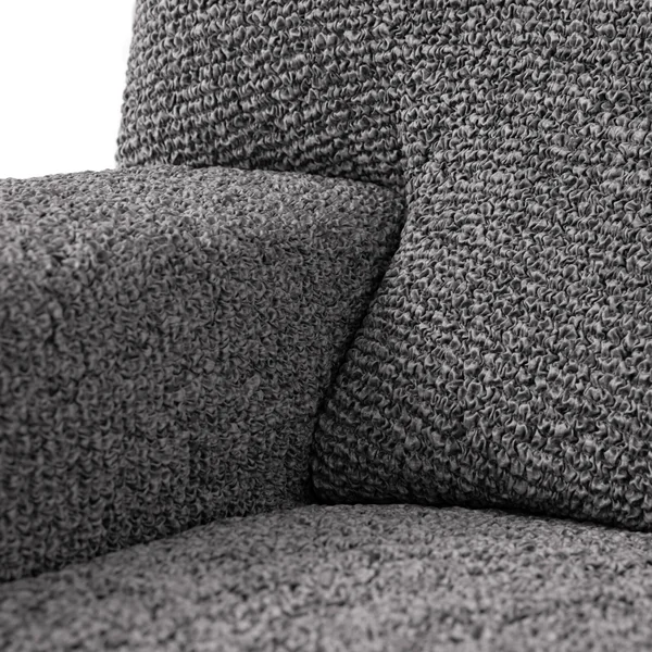 Housse bi-extensible microfibre effet faux uni pour fauteuil et canapé, gris anthracite