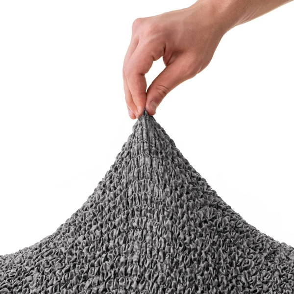 Housse bi-extensible microfibre effet faux uni pour fauteuil et canapé, gris anthracite