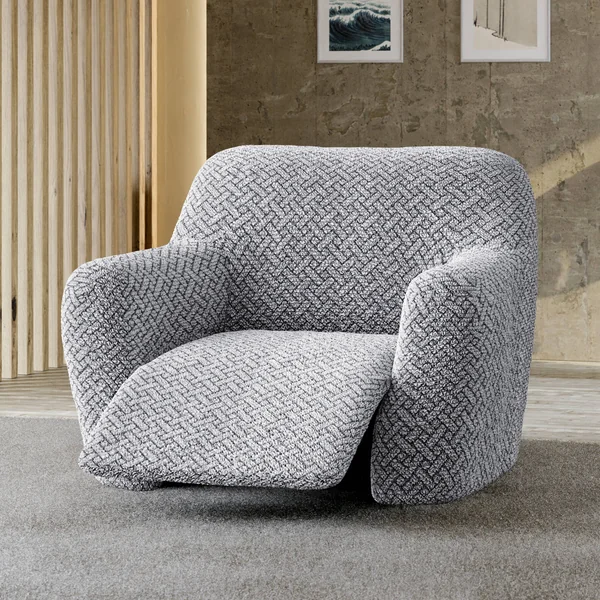 Housse bi-extensible microfibre gaufrée graphique spéciale relax, gris