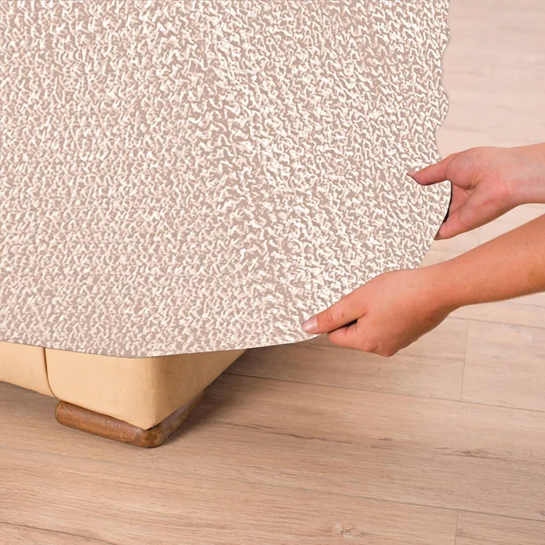 Housse bi-extensible microfibre gaufrée pour fauteuil et canapé, beige