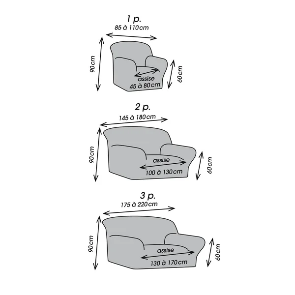 Housse bi-extensible microfibre gaufrée pour fauteuil et canapé, beige
