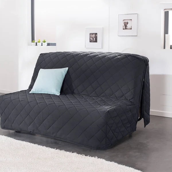 Housse canapé BZ coton bachette uni matelassé, gris anthracite