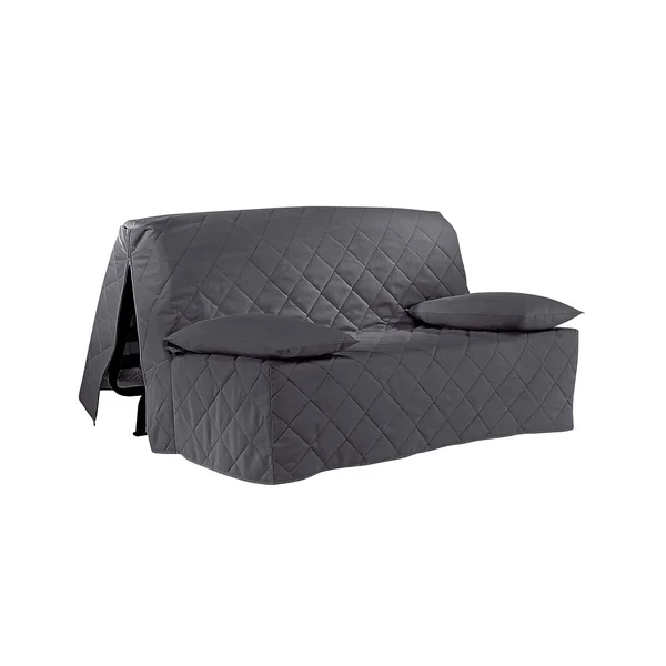 Housse canapé BZ coton bachette uni matelassé, gris anthracite