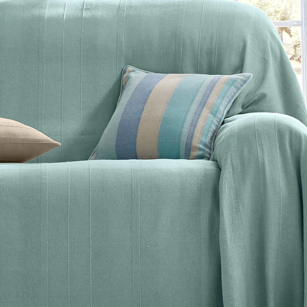 Housse coussin multicolore coton tissage artisanal - lot de 2, céladon