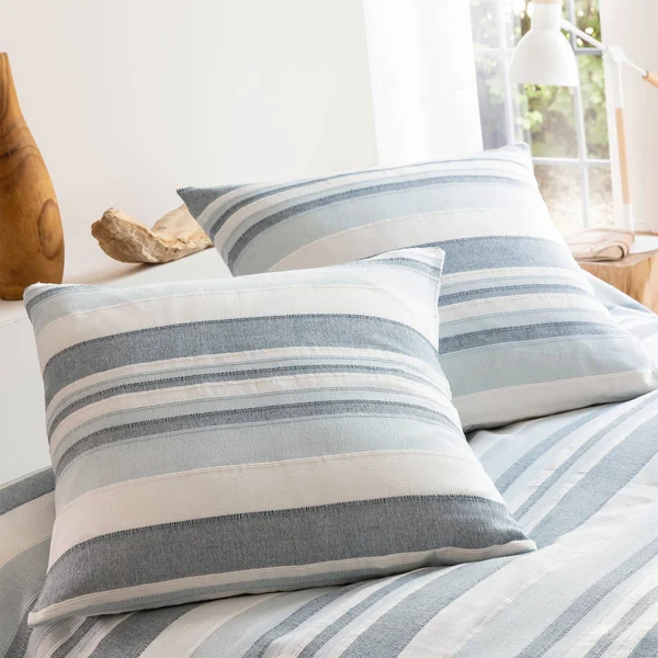 Housse coussin multicolore coton tissage artisanal - lot de 2, gris perle