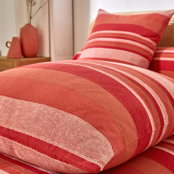 Housse coussin multicolore coton tissage artisanal - lot de 2, terracotta
