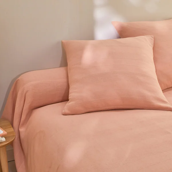 Housse coussin unie coton tissage artisanal - lot de 2, rose