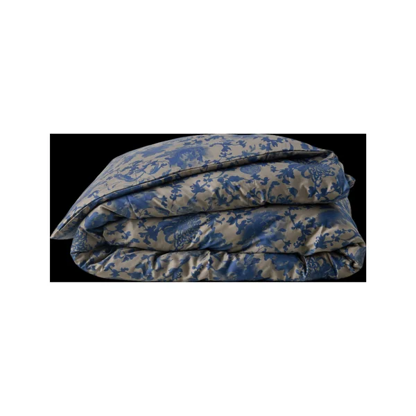 Housse de couette satin Shanghai - Ecorce/Bleu nautique - 260 x 240 cm