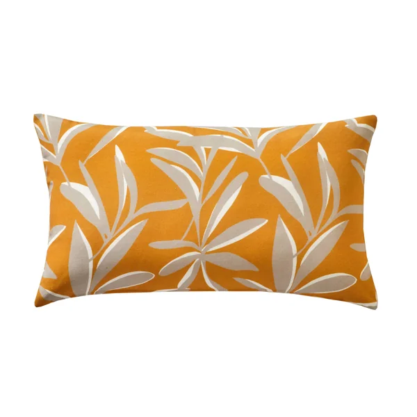 Housse de coussin imprimé feuillage, miel