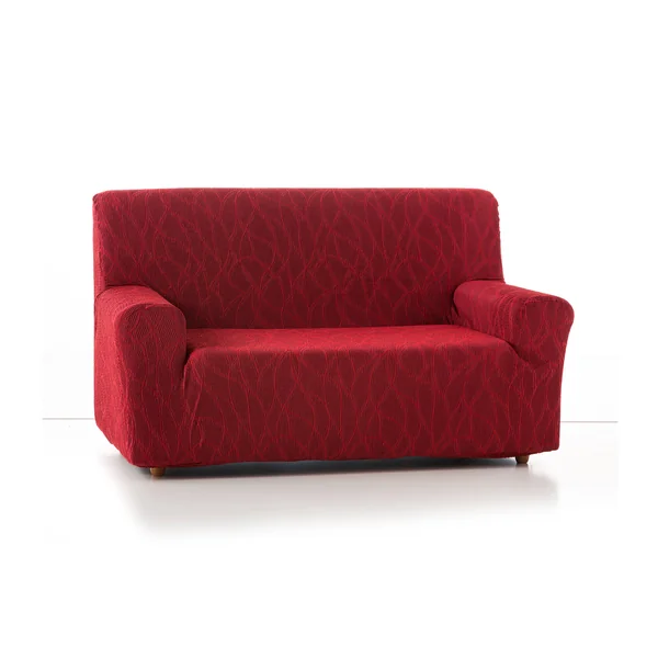 Housse extensible motif jacquard "serpentins" pour fauteuil et canapé , rouge