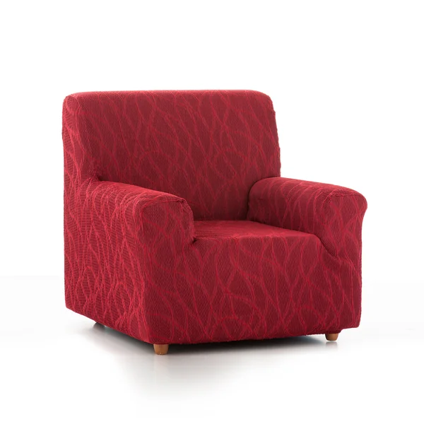 Housse extensible motif jacquard "serpentins" pour fauteuil et canapé , rouge
