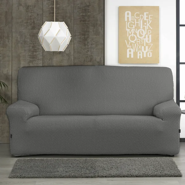 Housse gaufrée bi-extensible canapé fauteuil accoudoirs, gris