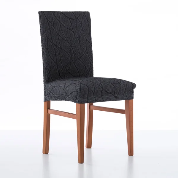 Housse intégrale extensible motif jacquard "serpentins" spéciale chaise, gris
