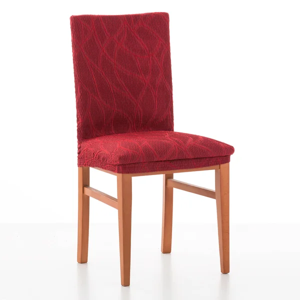 Housse intégrale extensible motif jacquard "serpentins" spéciale chaise, rouge