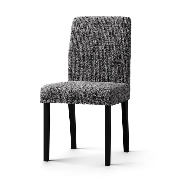 Housse microfibre bi-extensible effet faux uni spéciale chaise, gris anthracite