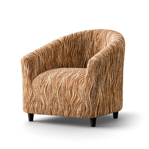 Housse microfibre bi-extensible imprimé vague spéciale fauteuil cabriolet, chocolat