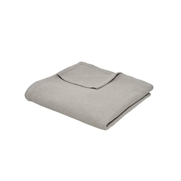 Jeté de canapé ou plaid uni nid d’abeille - coton, gris clair