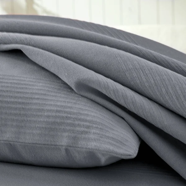 Jeté de lit uni tissé coton, gris anthracite