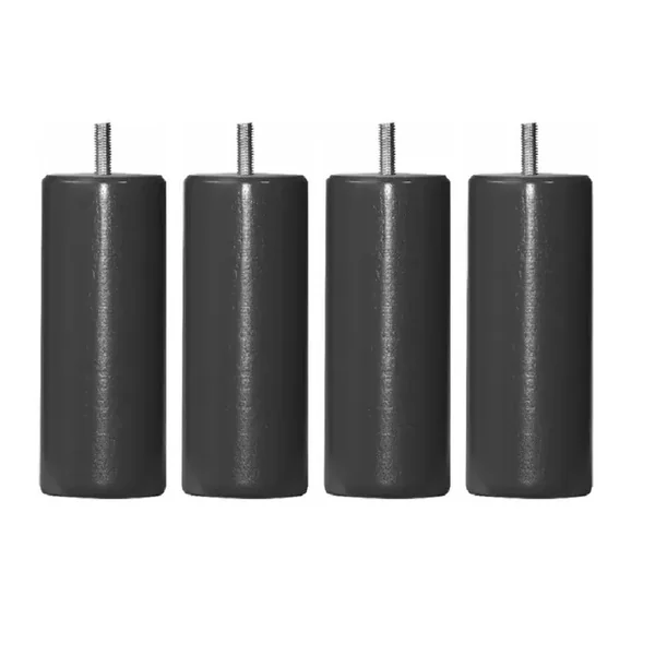 Jeu de 4 pieds cylindriques en hêtre massif gris H 24.5 cm Dreamea