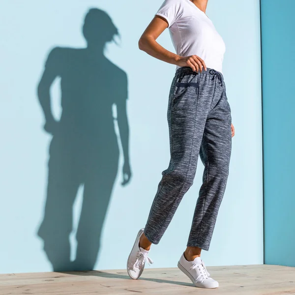 Jogging molleton gratté imprimé, marine chiné