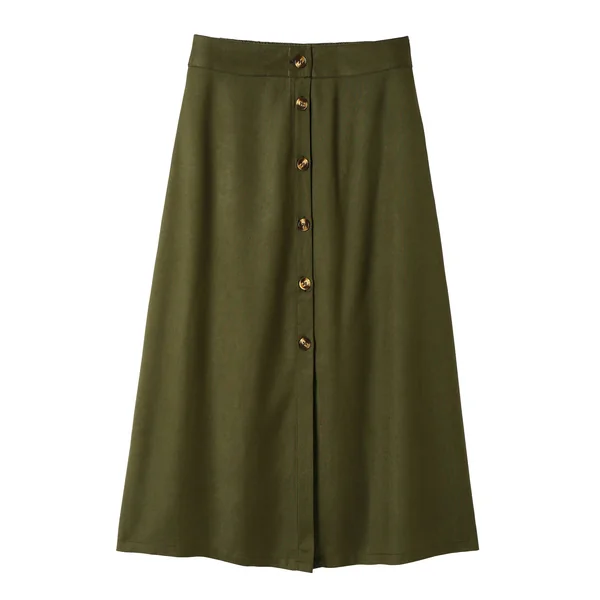 Jupe boutonnée fluide unie, Spécial Petites, kaki